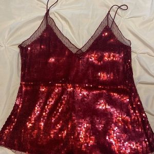 Free People red sequin tank top